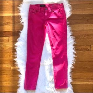 J Crew Toothpick Ankle Jean Bright Hot Pink 26